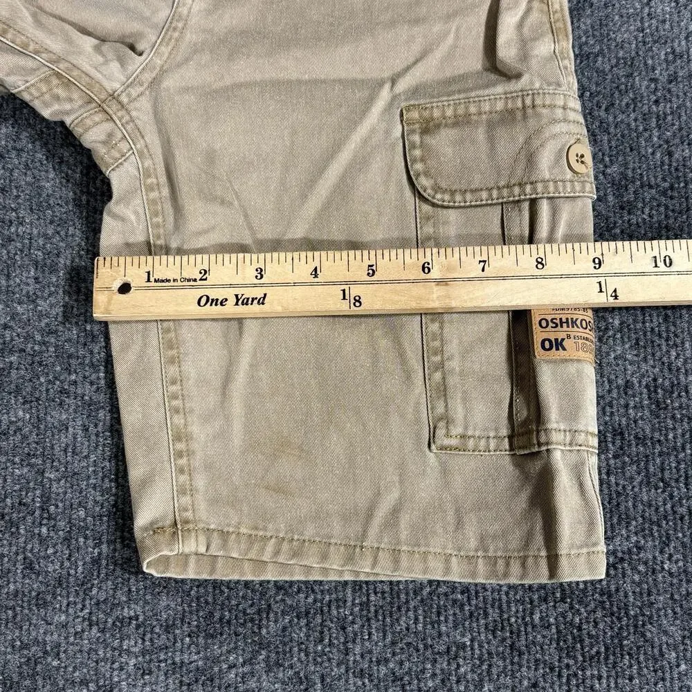 OshKosh B'gosh Shorts Boys 6 Beige Cargo Twill Pigment Dye Elastic Waist
